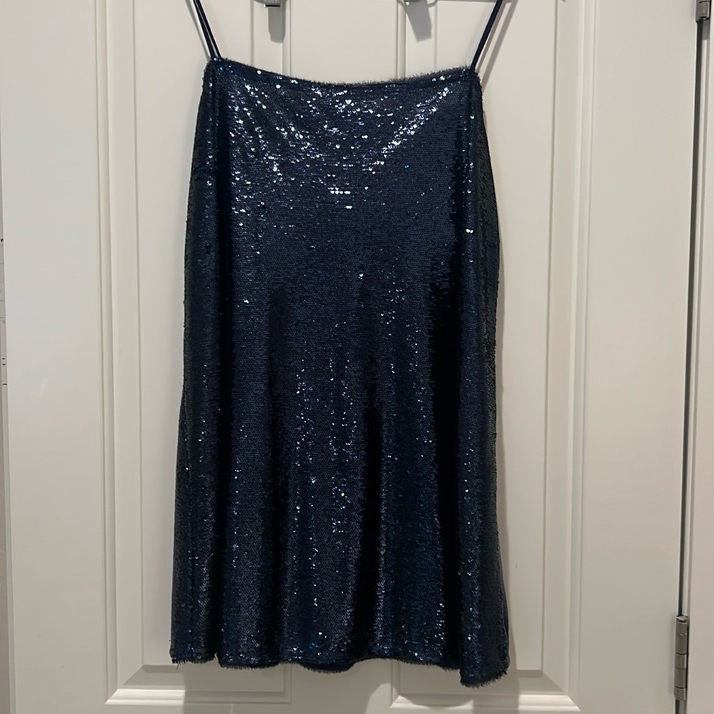 Free People Navy Sequin Mini Dress